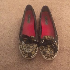 Leopard print Sperry top-siders 7.5
